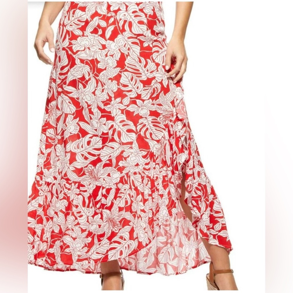 Sofia by Sofia Vergara Red Floral Print Maxi Skirt - Casual A-Line Size XL